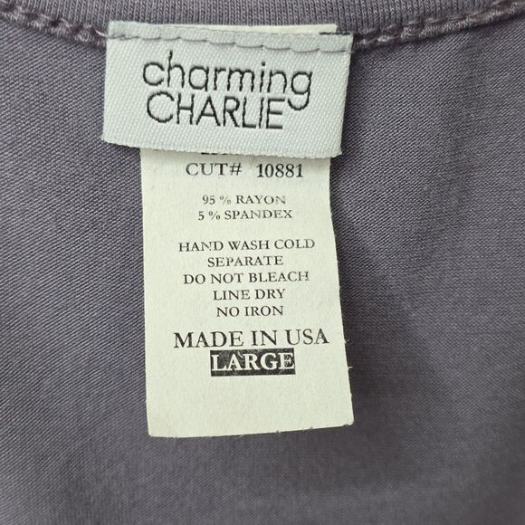 Charming Charlie Beaded Strapless Dress Gray Empire Waist L Casual Made in USA - Picture 6 of 8